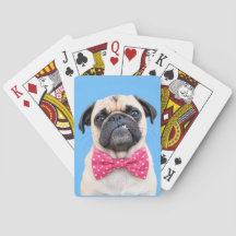 Pug met roze strik