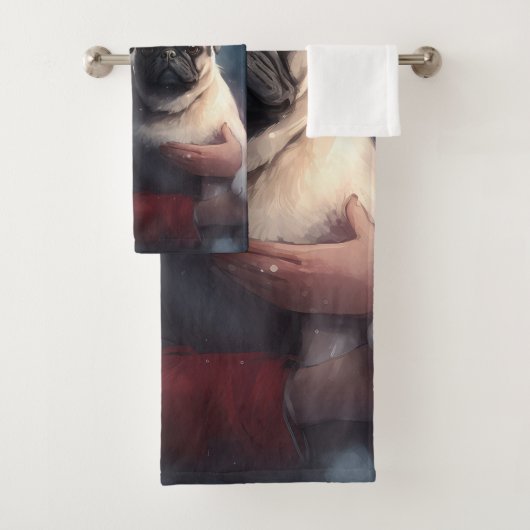 Pug met Sinterklaas Feestelijke Kerstmis Bad Handdoek (Insitu)