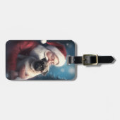 Pug met Sinterklaas Feestelijke Kerstmis Bagagelabel (Voorkant horizontaal)