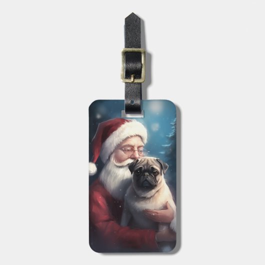 Pug met Sinterklaas Feestelijke Kerstmis Bagagelabel (Voorkant verticaal)