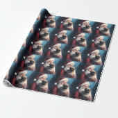 Pug met Sinterklaas Feestelijke Kerstmis Cadeaupapier (Uitgerold)