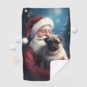 Pug met Sinterklaas Feestelijke Kerstmis Golfhanddoek (Insitu)