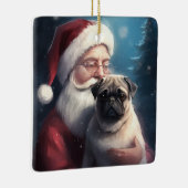 Pug met Sinterklaas Feestelijke Kerstmis Keramisch Ornament (Rechts)