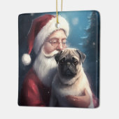 Pug met Sinterklaas Feestelijke Kerstmis Keramisch Ornament (Links)