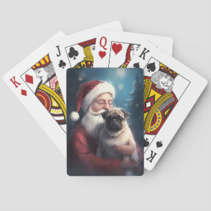 Pug met Sinterklaas Feestelijke Kerstmis Pokerkaarten