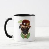 Pug met Steampunk Bowler Pet Mok (Links)