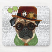 Pug met Steampunk Bowler Pet Muismat (Voorkant)