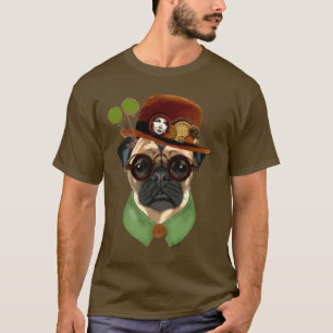 Pug met Steampunk Bowler Pet T-shirt