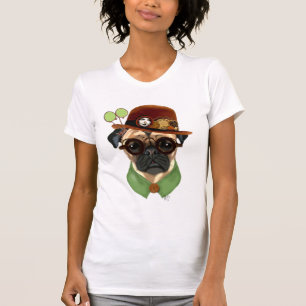 Pug met Steampunk Bowler Pet T-shirt