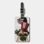 Pug met Steampunk Style Top Hat Bagagelabel (Voorkant verticaal)
