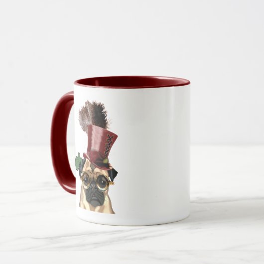 Pug met Steampunk Style Top Hat Mok (Voorkant links)