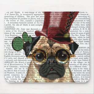 Pug met Steampunk Style Top Hat Muismat