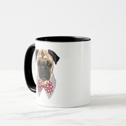 Pug met Stropdas met rode potten Mok (Voorkant links)