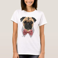 Pug met Stropdas met rode potten
