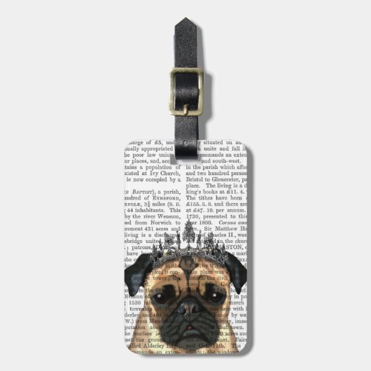 Pug met Tiara Bagagelabel (Voorkant verticaal)