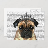 Pug met Tiara Briefkaart (Voorkant / Achterkant)