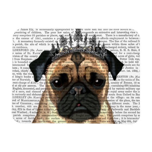 Pug met Tiara Magneet (Horizontaal)