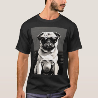 Pug met zonnebril (Zwart en Wit) T-shirt
