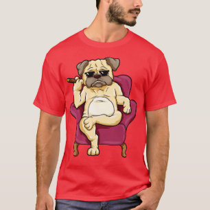 Pug met zonnebrillen en sigaren t-shirt