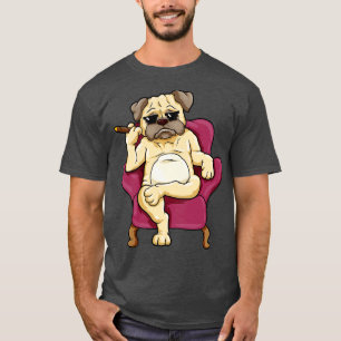 Pug met zonnebrillen en sigaren t-shirt