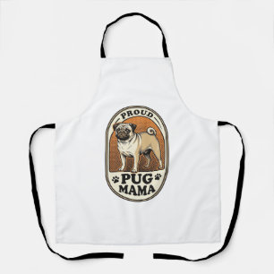 Pug Moeder T-shirt Vintage Gravure Hond Liefhebber Schort