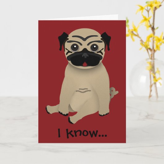 Pug Moederdag Kaart (Gele Bloem)