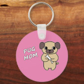 PUG MOM - Roze Sleutelhanger (Voorkant)