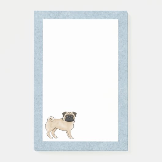 Pug Mops Hond Ras Ontwerp Lichtbruine Vacht Kleur Post-it® Notes (Voorkant)