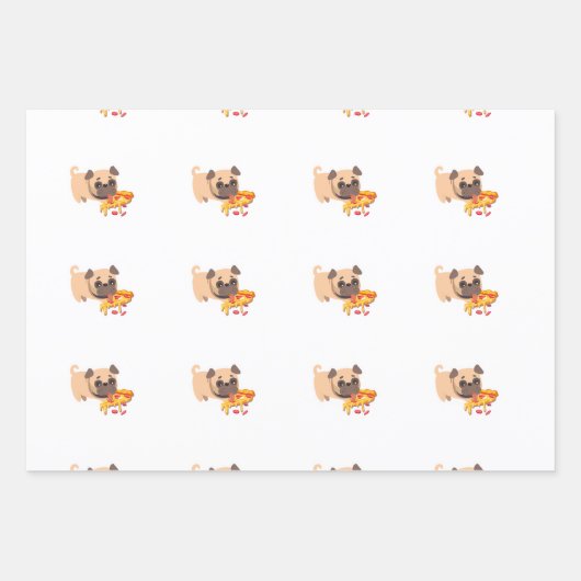 Pug n Pizza - papiervellen ompakken Inpakpapier Vel (Voorkant)