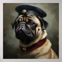 Pug napoleon stijl poster