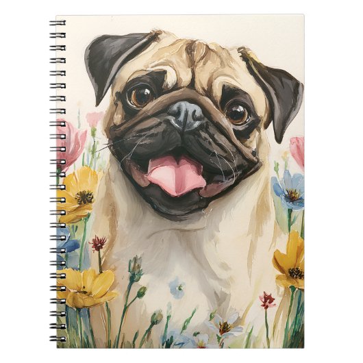 Pug Notebook – Watercolor Notitieboek (Voorkant)
