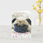 Pug-notitie Kaart (Gele Bloem)