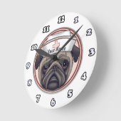 Pug Nurse Clock Ronde Klok (Hoek)