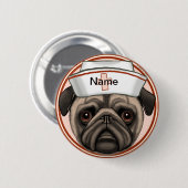 Pug Nurse Pin Ronde Button 5,7 Cm (Voorkant /achterkant)