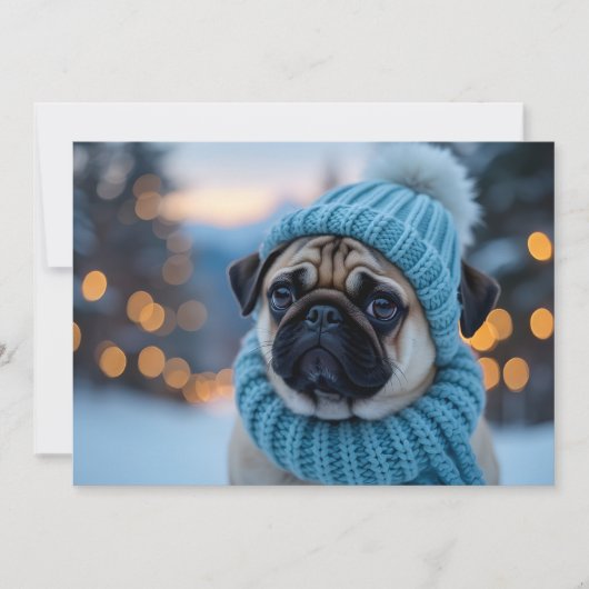 Pug of hond Kerst Kaart (Voorkant)