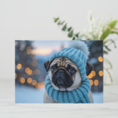 Pug of hond Kerst Kaart (Staand voorkant)