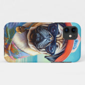 Pug on Beach, zomercadeau voor hondenliefhebber Case-Mate iPhone Case (Achterkant (horizontaal))