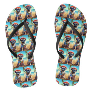 Pug on Beach, zomercadeau voor hondenliefhebber Teenslippers
