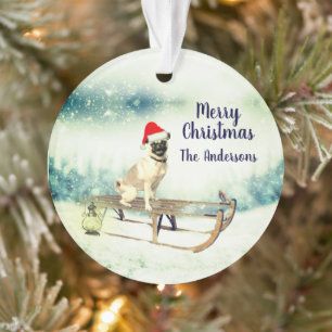 Pug op een kerstmis ornament
