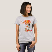 Pug Owl and Herfst Tree Pug Owner Funny Pug Autumn T-shirt (Voorkant volledig)