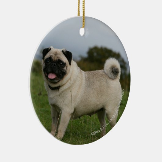 Pug Panting Keramisch Ornament (Rechts)