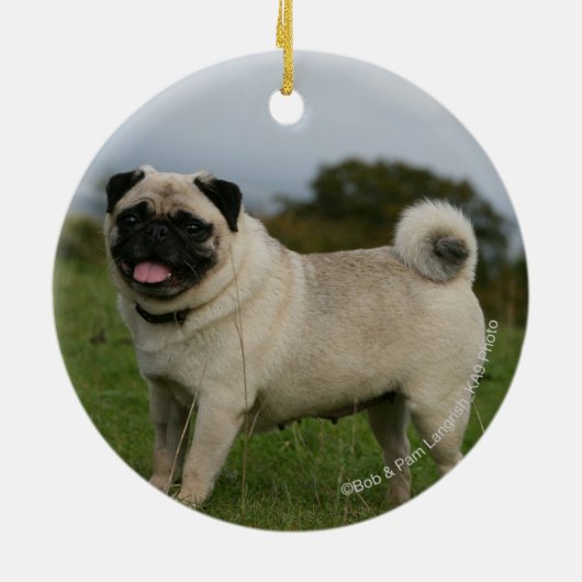 Pug Panting Keramisch Ornament (Achterkant)