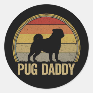 Pug Papa Funny Pug Vader Ronde Sticker