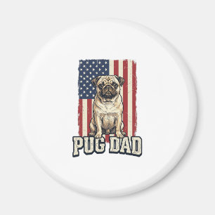 Pug Papa Patriotische Vintage Gravure Hond Shirt O Magneet