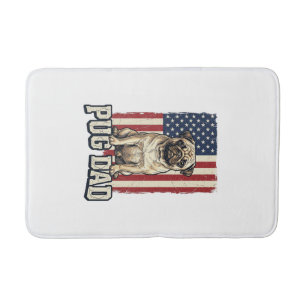 Pug Papa Patriottische Vintage Gravure Hond Shirt  Badmat