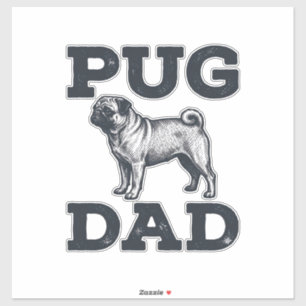 Pug Papa Vintage Gravure Shirt Ontwerp voor Honden Sticker