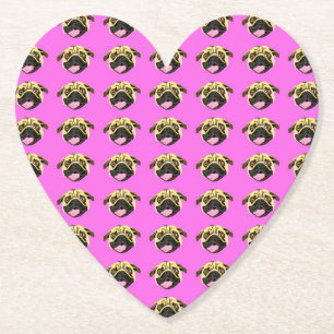 Pug Papieren Onderzetters Schokkend Roze