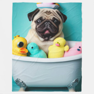 Pug Paradise: Een zwemschoonheid op de buis Fleece Deken
