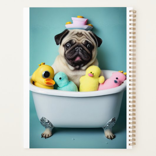 Pug Paradise: Een zwemschoonheid op de buis Planner (Achterkant)