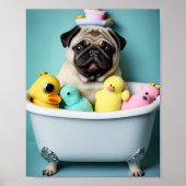 Pug Paradise: Een zwemschoonheid op de buis Poster (Voorkant)
